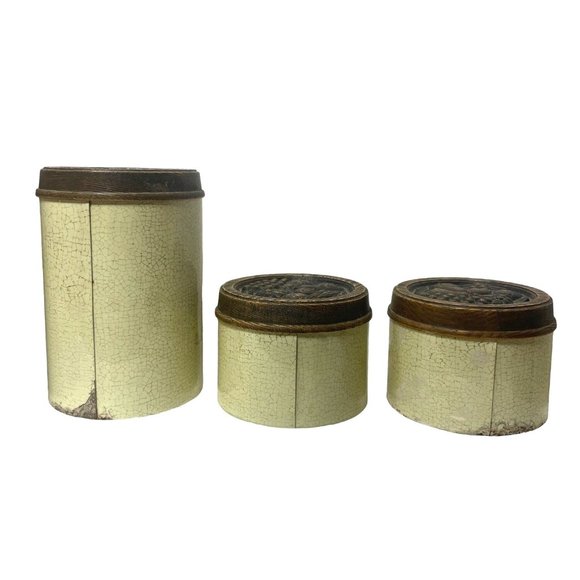 Vintage Kitchen Cannisters Retro Fruit Tin County Kitchen Cabin Storage Containe - Picture 2 of 9